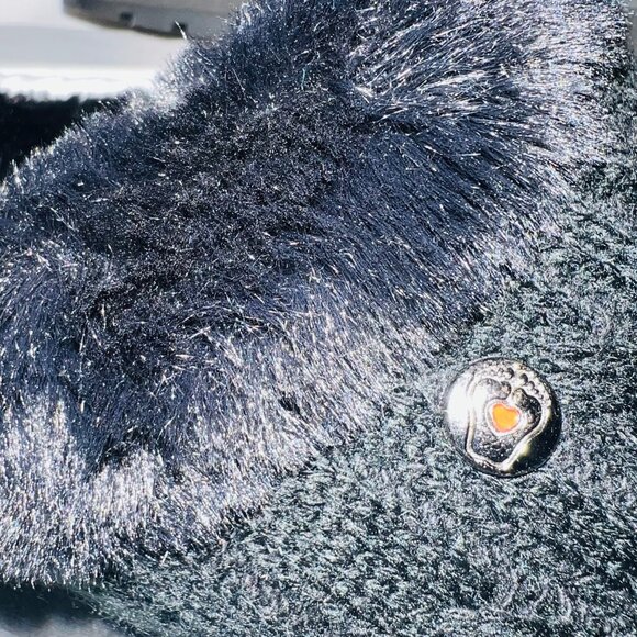 Bobs Skechers Memory Foam Women's Clog Slip On Slippers-Faux Fur/Black Knit-Warm - Picture 11 of 15